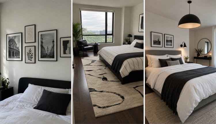 Modern black and white bedroom interior design ideas