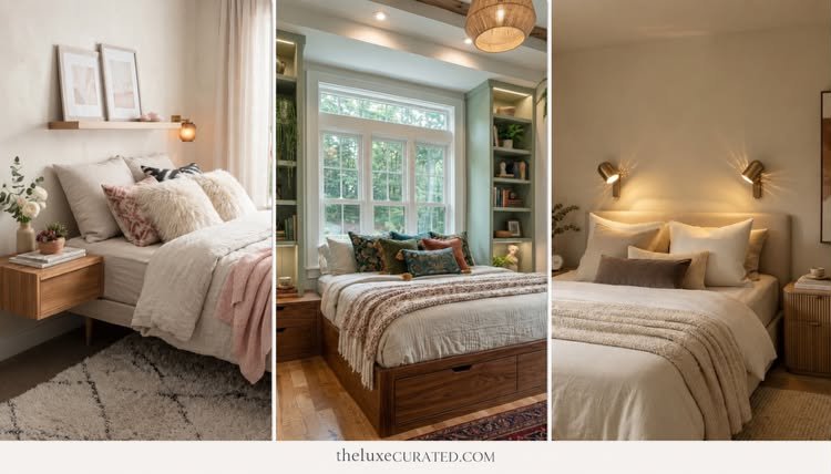 Cozy aesthetic bedroom interior design. Small Bedroom Layout Ideas With a Queen Bed. 