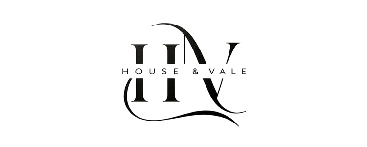 Black and white luxury logo design for House & Vale featuring elegant typography